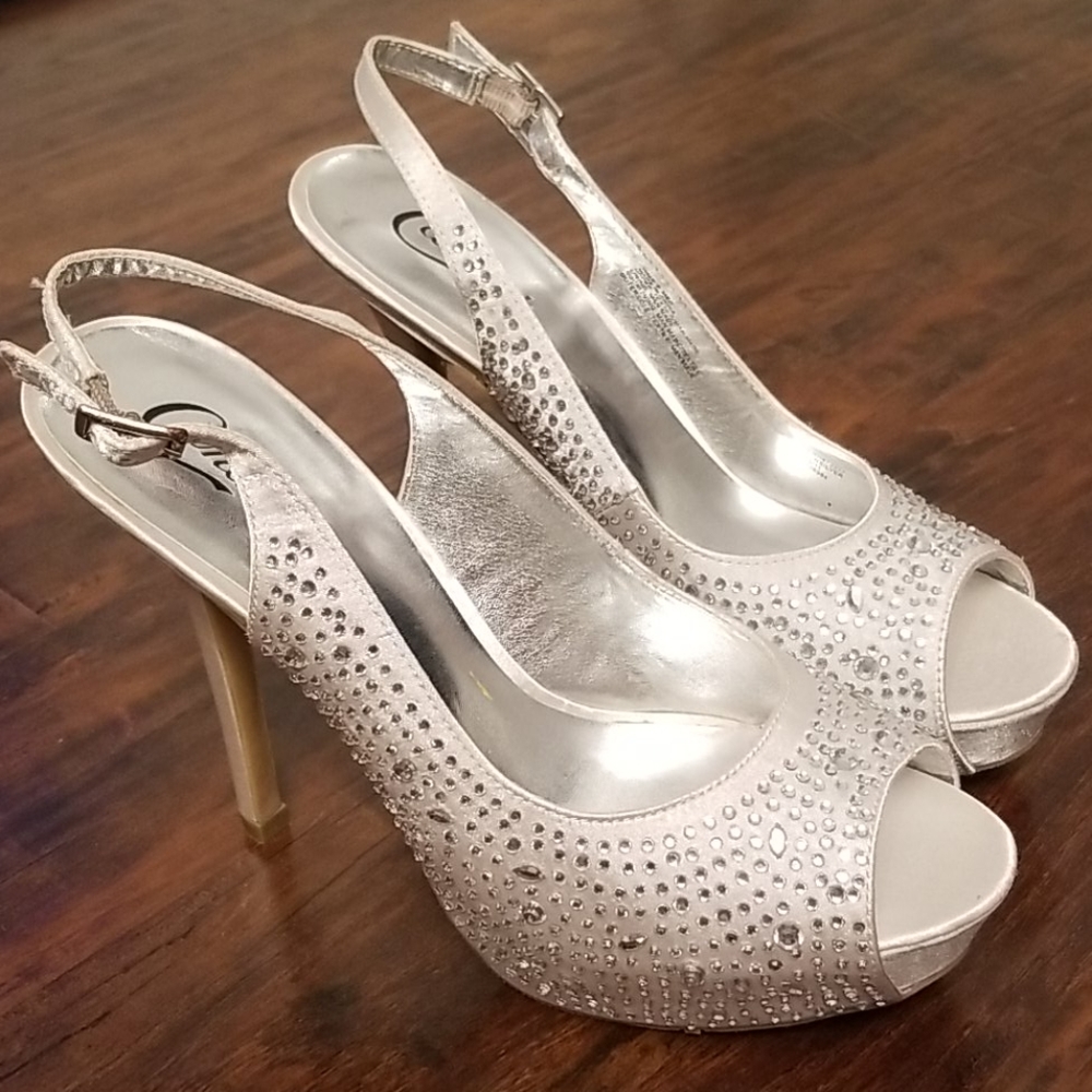 HOT BUYπ₯ NEW Crystal Peep Toe Slingback Heels!!! - Picture 1 of 8